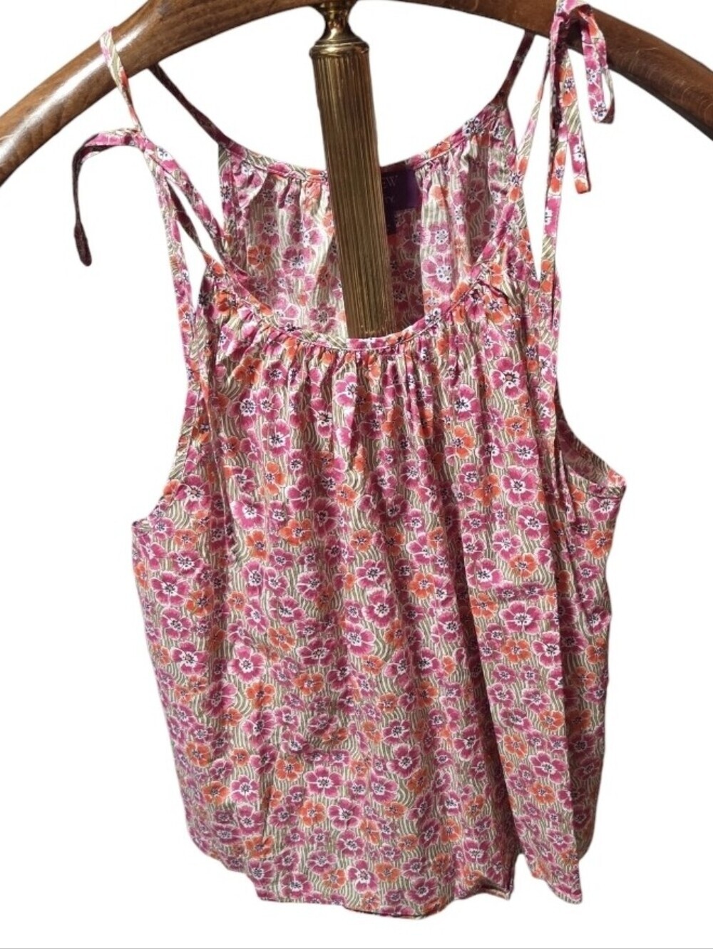J.Crew Liberty Ellie Fabric Cotton Floral Shoulder Tie Tank Top Size Medium - Picture 2 of 6